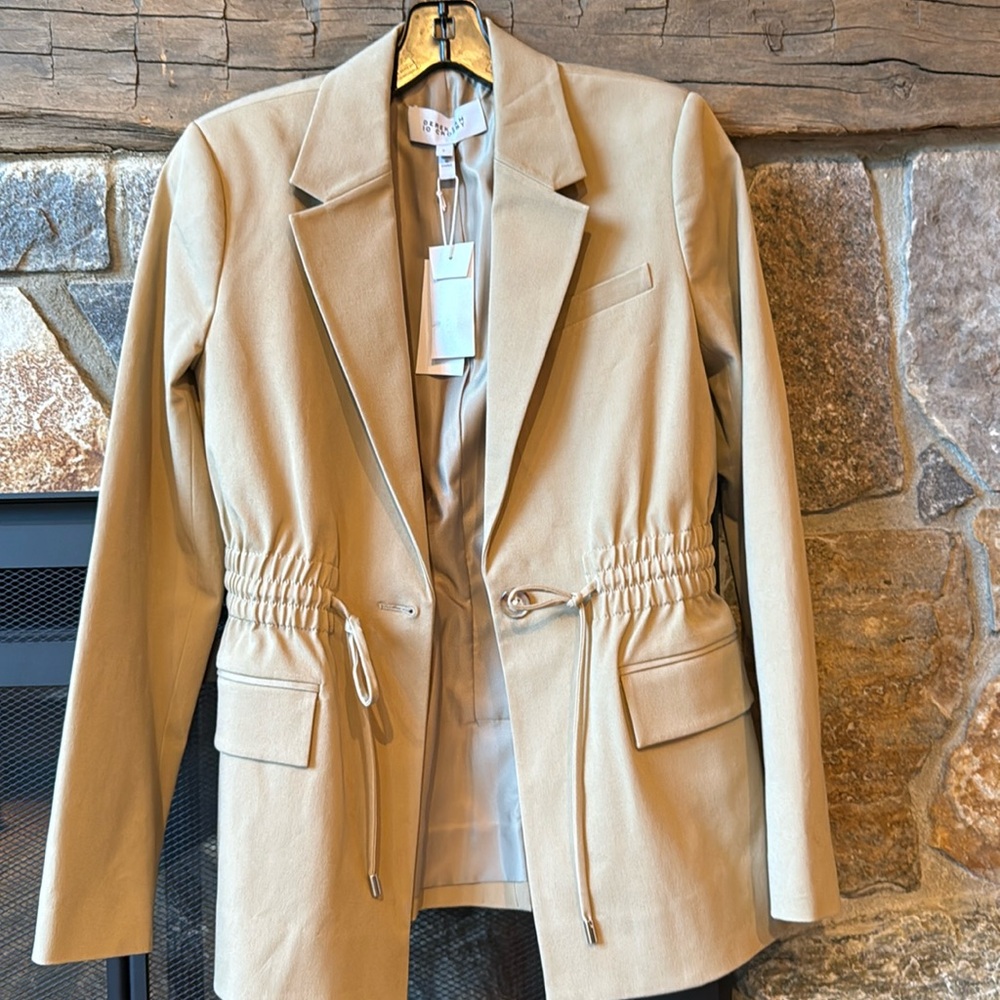 DEREK LAM 10 CROSBY KHAKI BLAZER